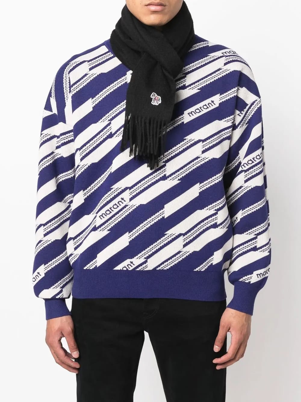 signature-zebra fringed scarf