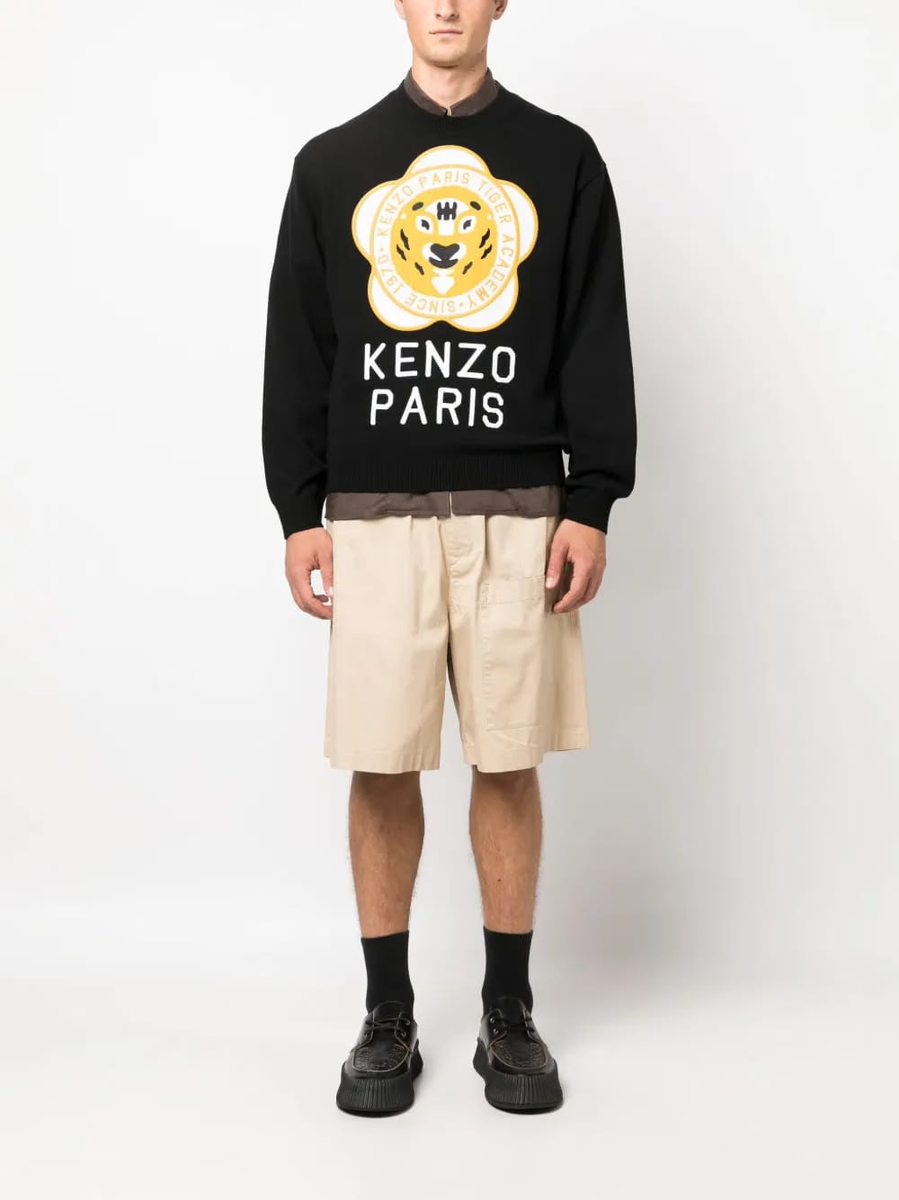 logo-patch wool-cotton jumper