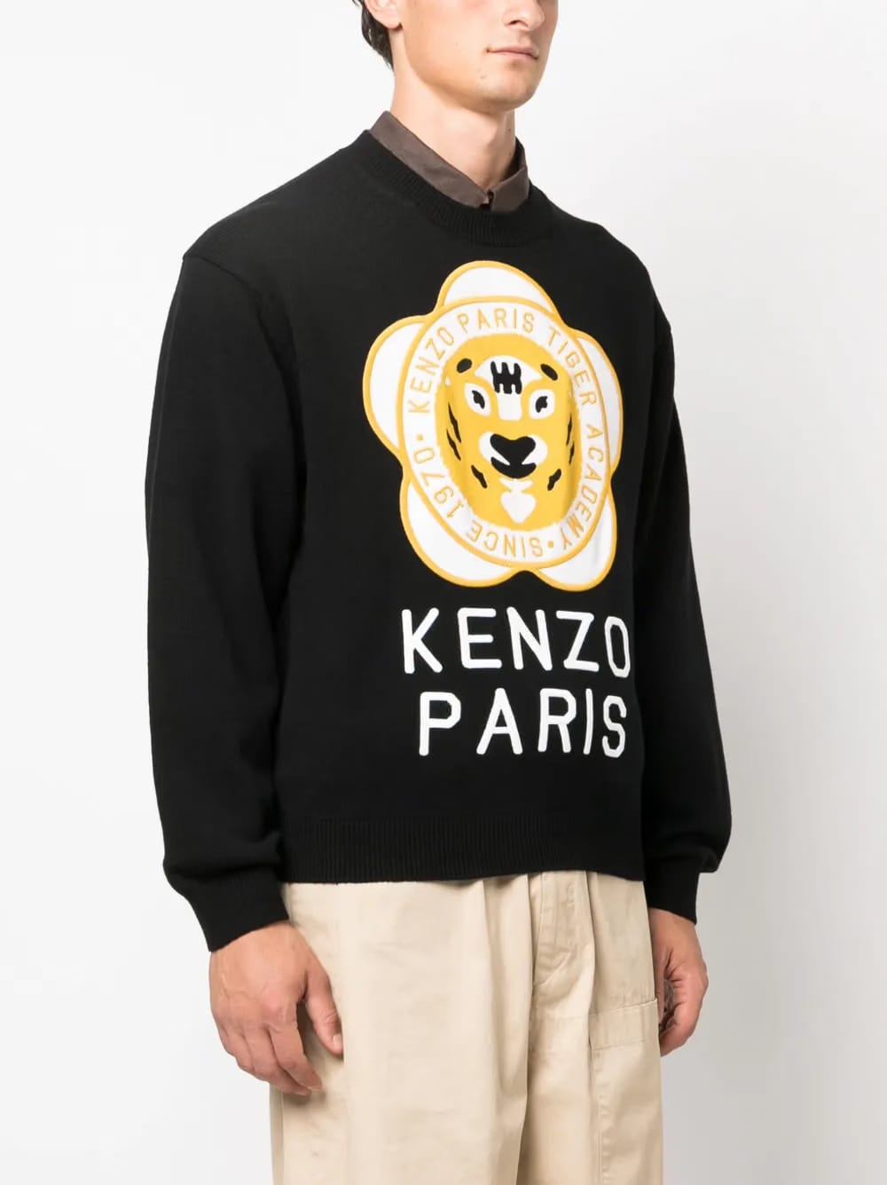 logo-patch wool-cotton jumper