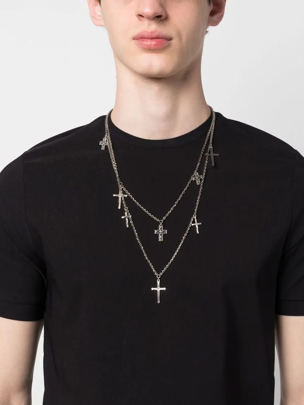 Crosses double chain necklace
