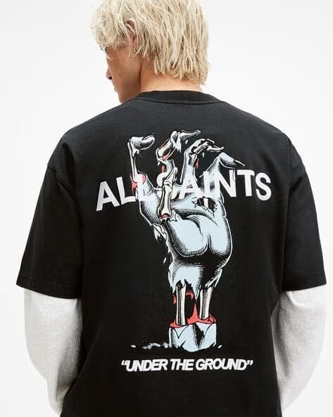 ALL SAINTS Undergang Oversized Graphic Printed T-Shirt