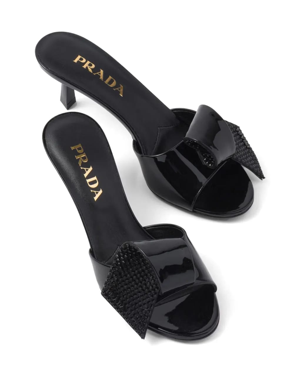 bow-detail patent-leather sandals
