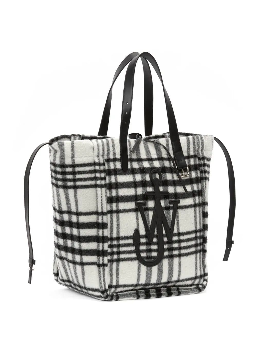 Belt check-print tote bag