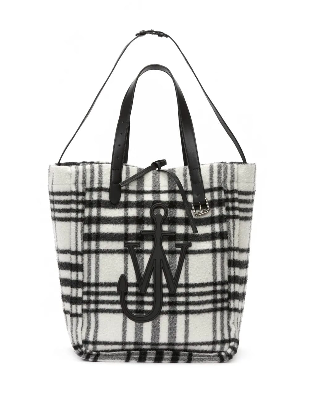 Belt check-print tote bag