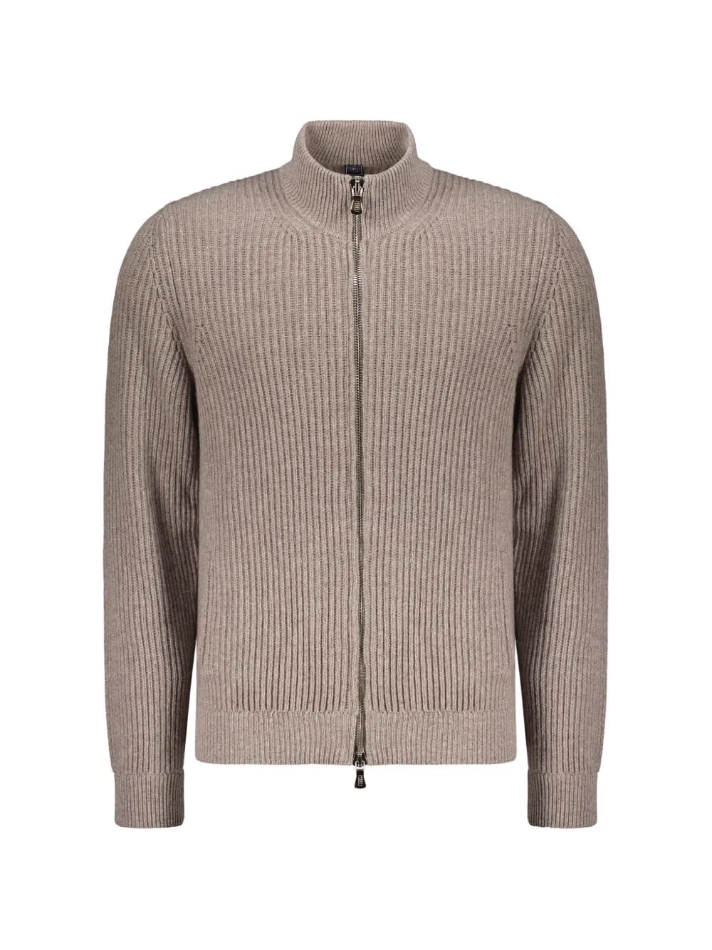 front zip high collar cardigan
