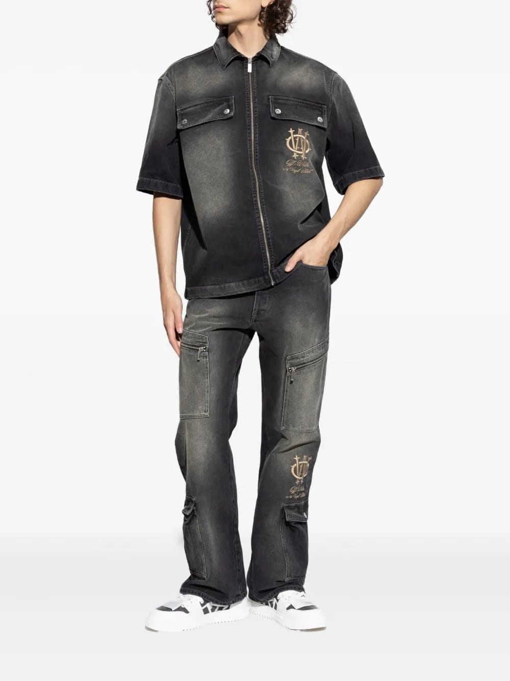 short-sleeved denim shirt