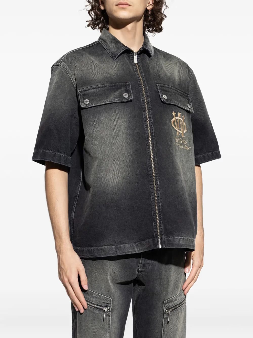 short-sleeved denim shirt