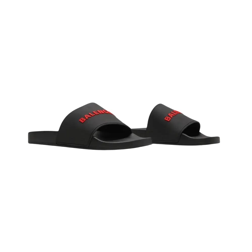 Balenciaga Pool Slides Black Red