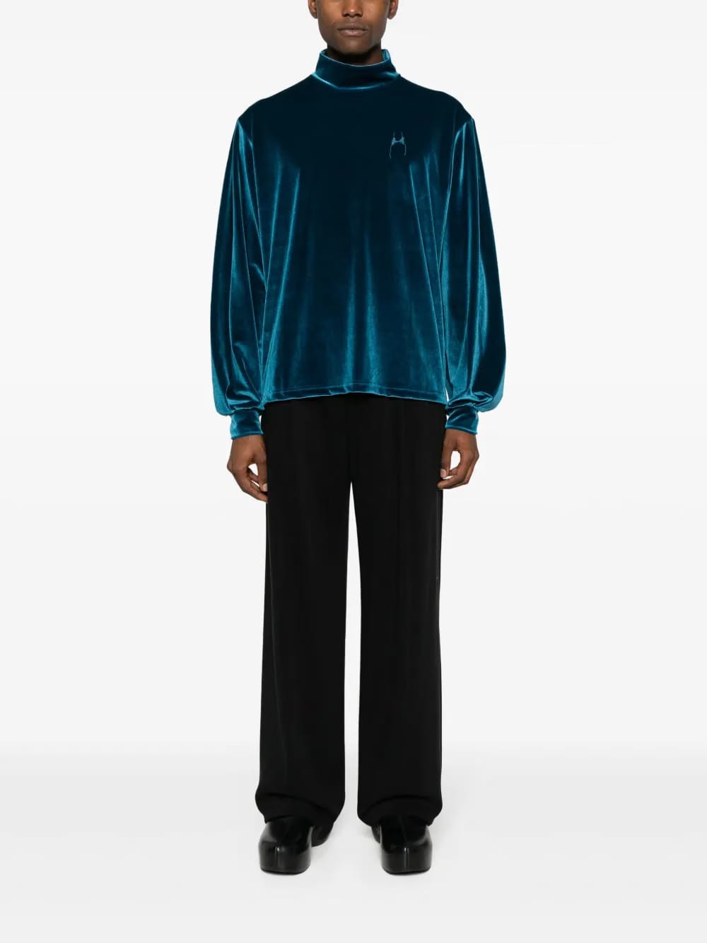 high-neck velvet jumper