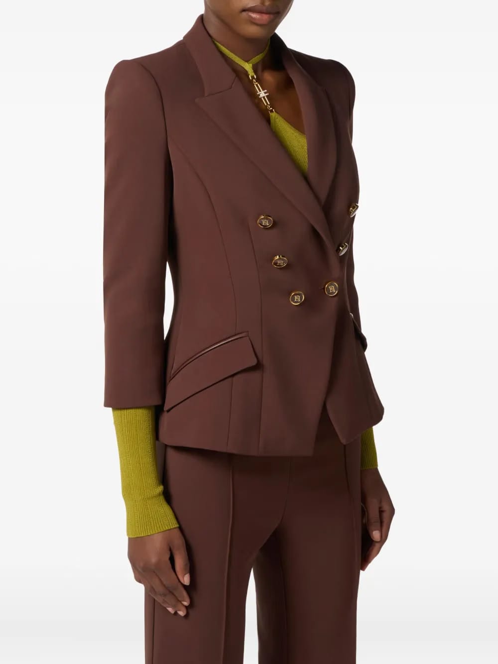 double-breasted gold-button jacket