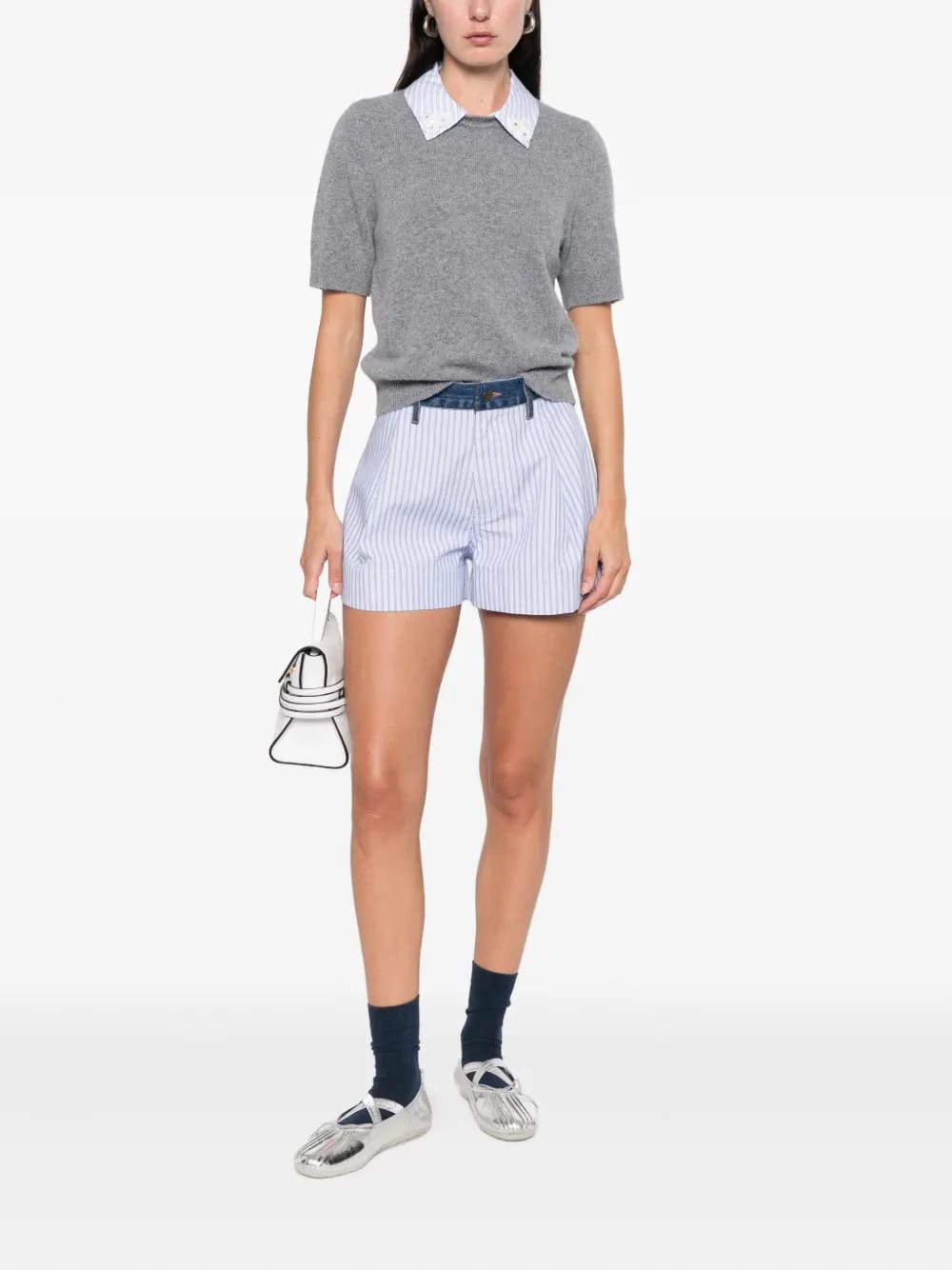striped-pattern shorts