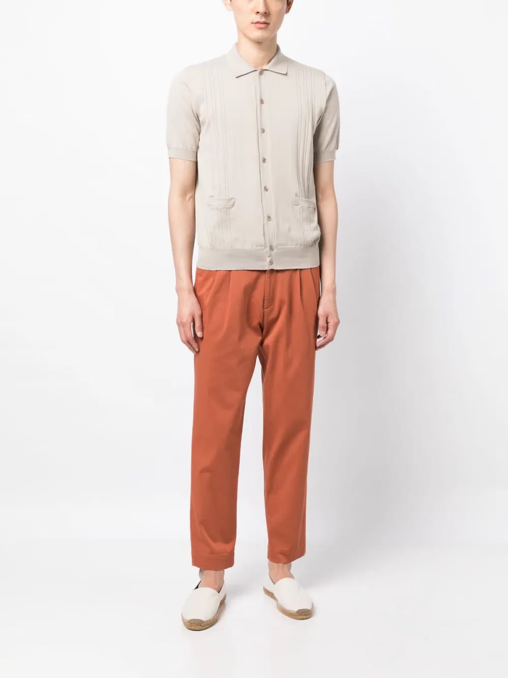 pointelle-knit cotton polo shirt