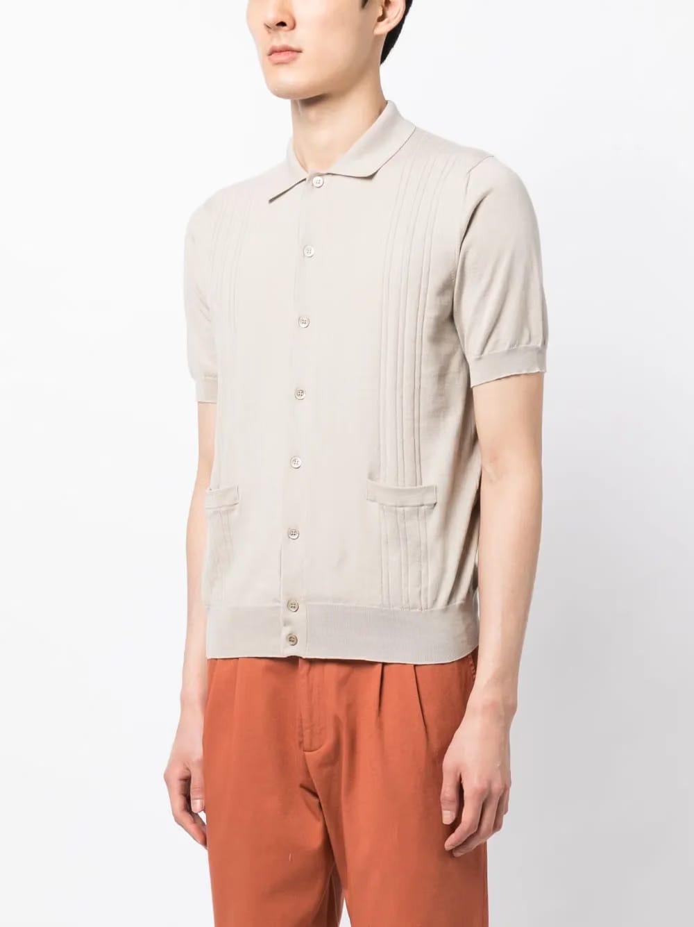 pointelle-knit cotton polo shirt