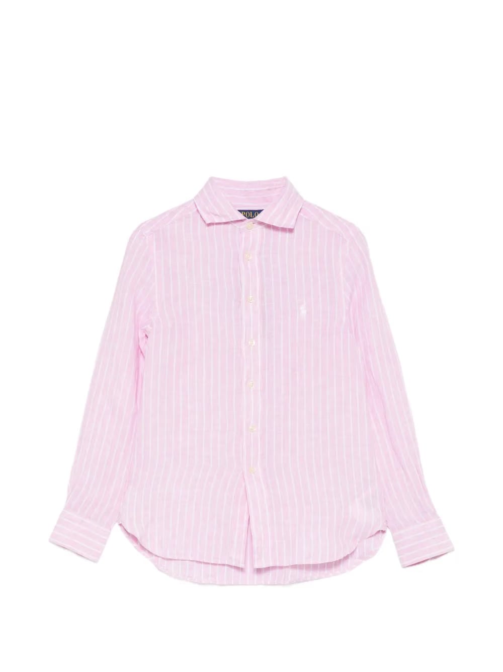 striped-pattern button-up shirt