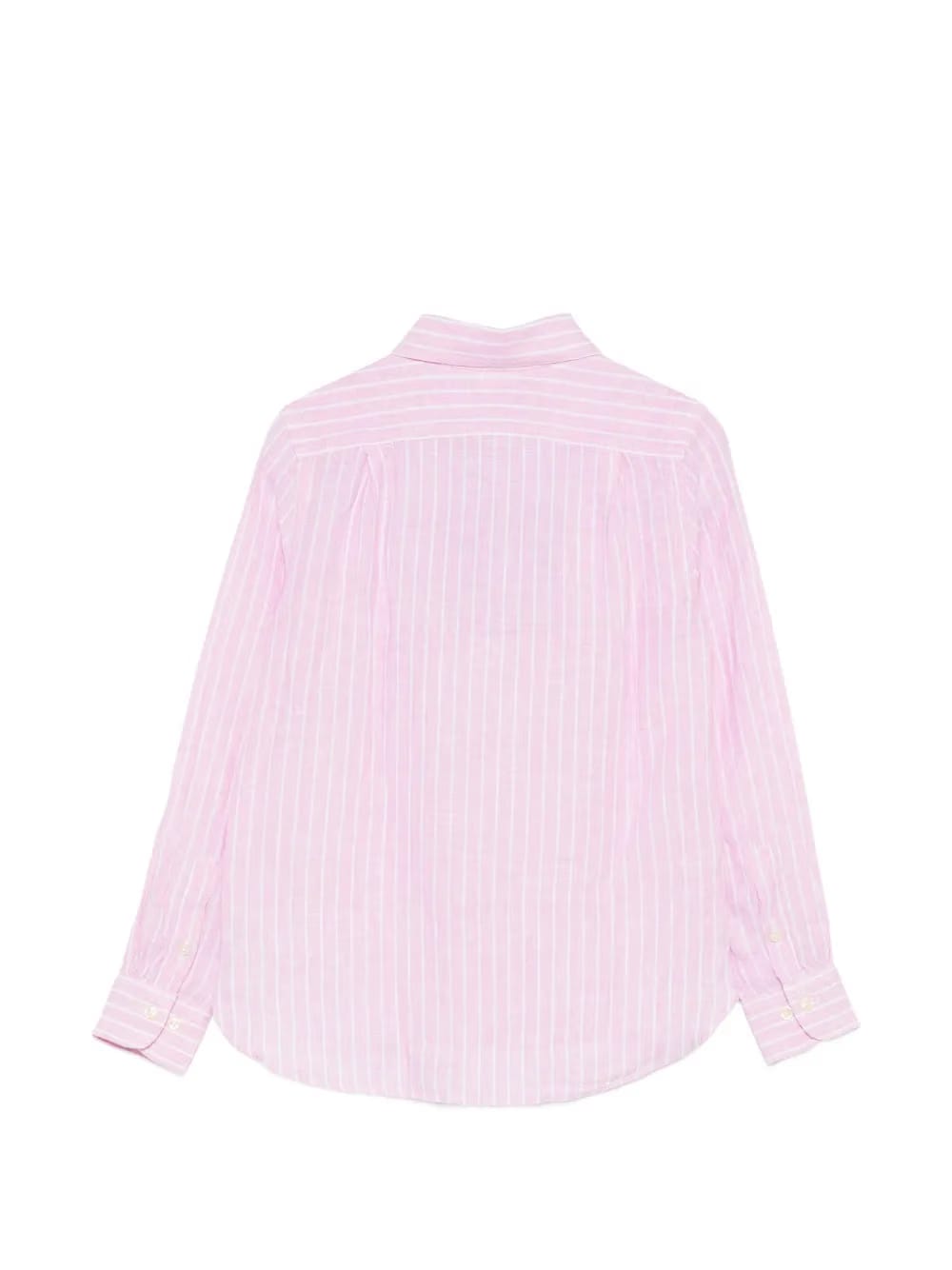 striped-pattern button-up shirt