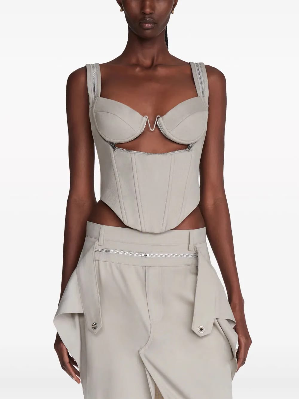 panelled zipped bustier top