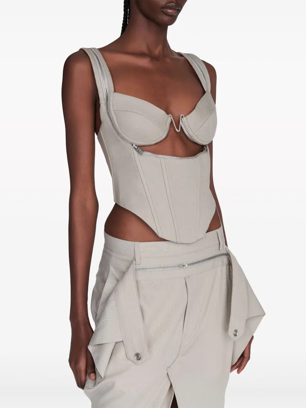 panelled zipped bustier top