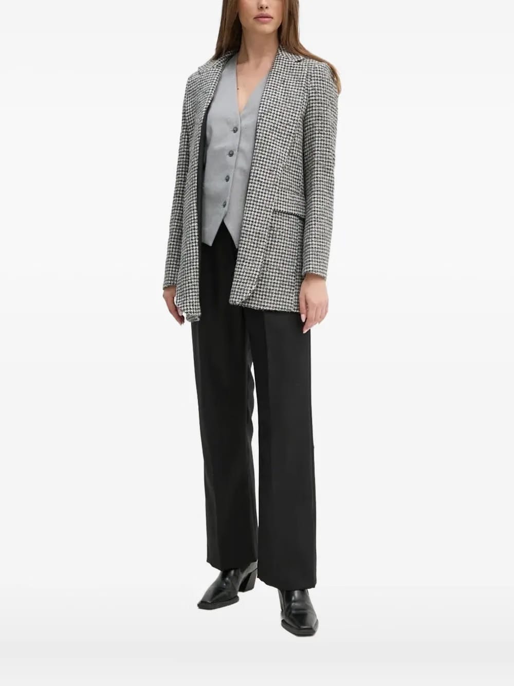 houndstooth-pattern blazer