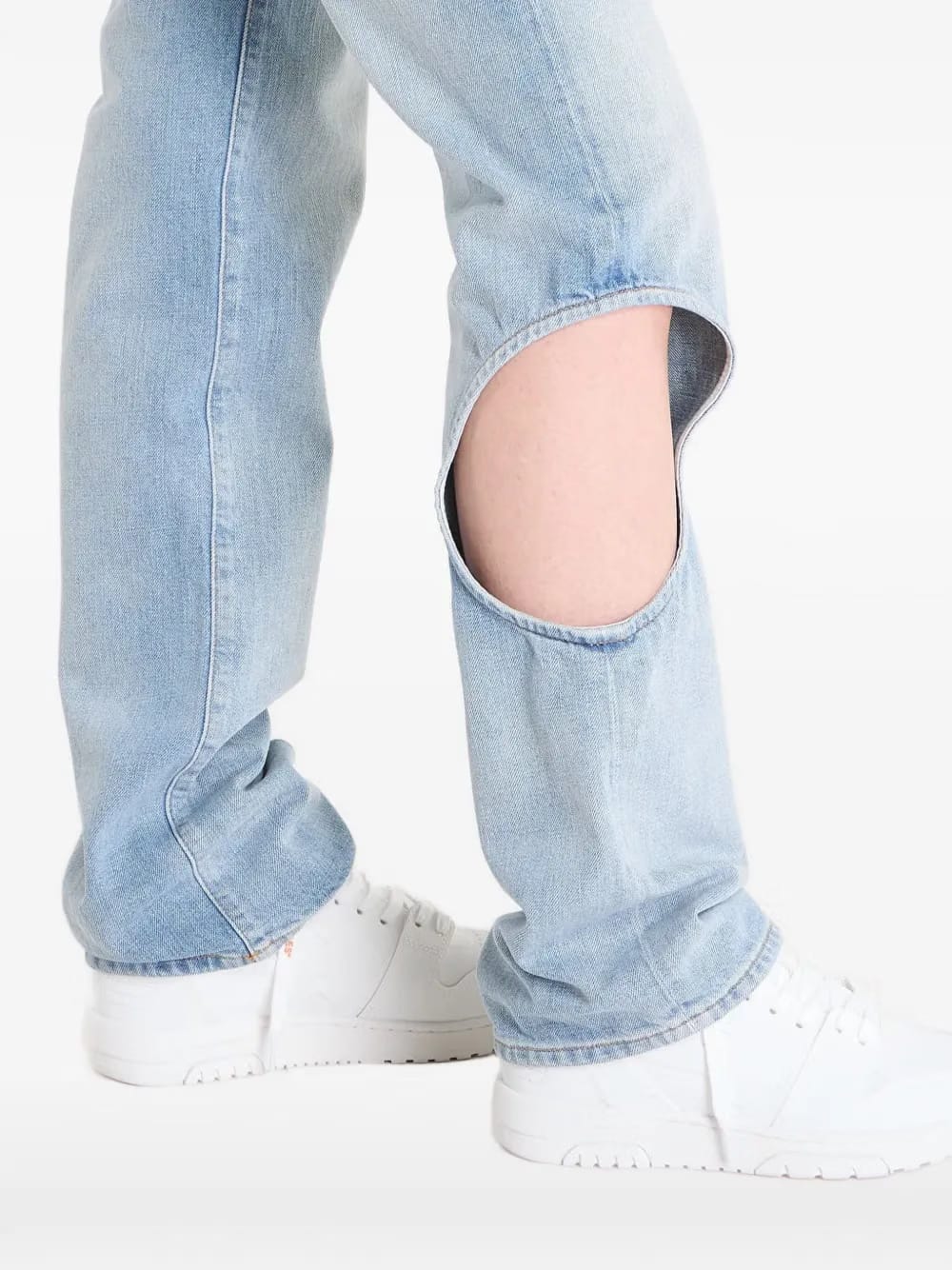 cut-out straight-leg jeans