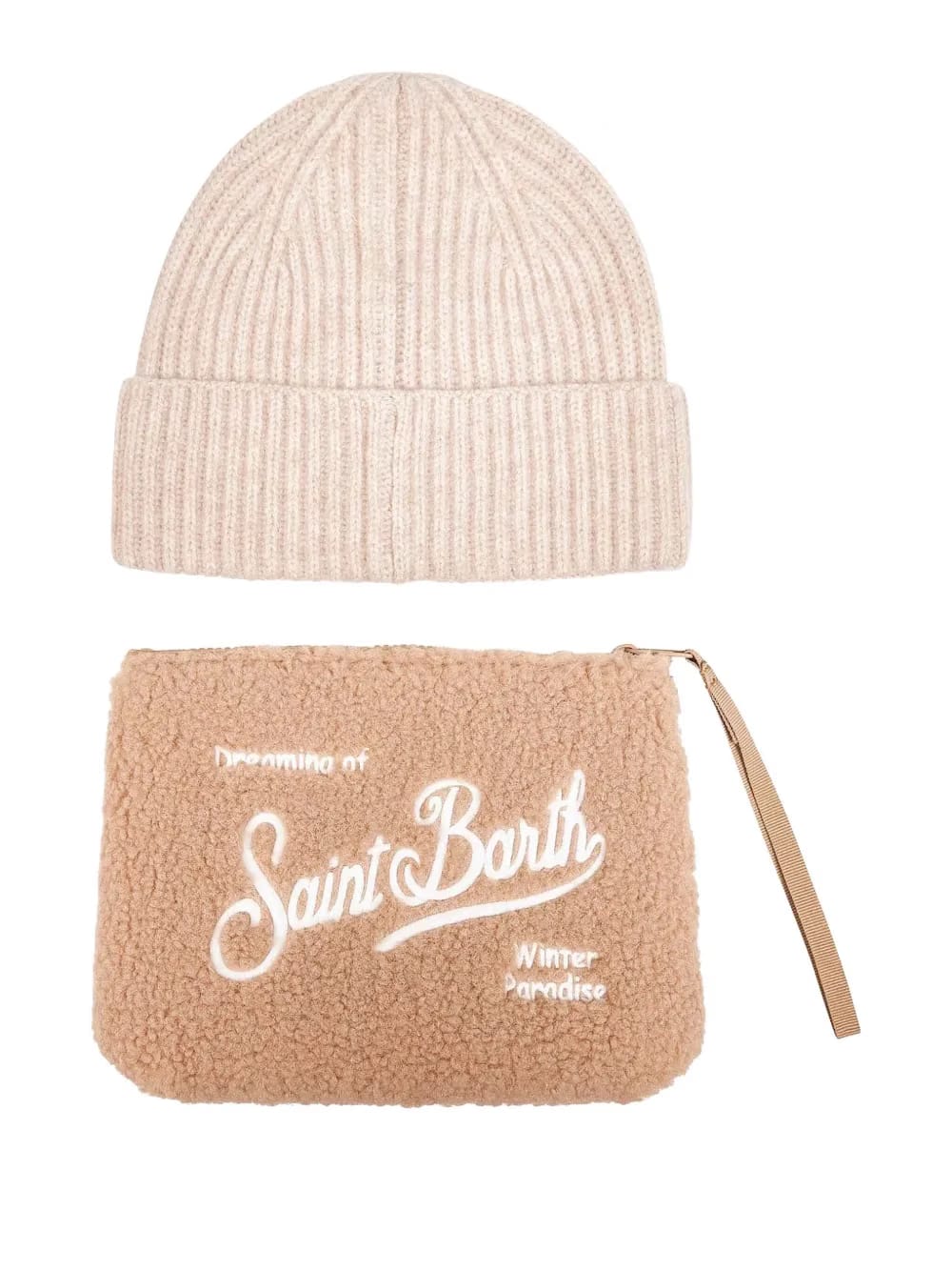 ribbed embroidery beanie pouch (set of two)