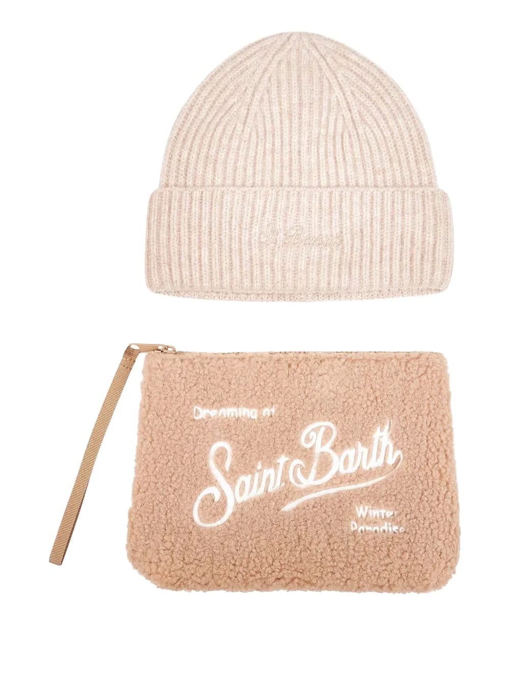 ribbed embroidery beanie pouch (set of two)