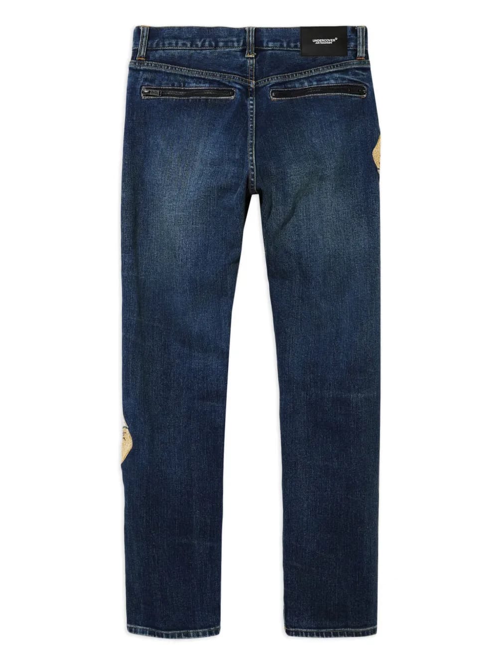 motif-embroidered straight-leg jeans