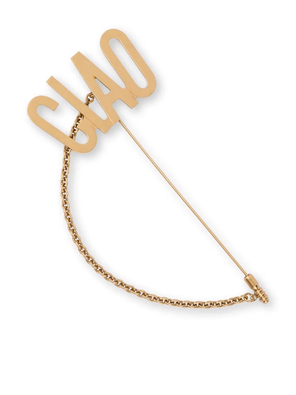Ciao-lettering chain-detail brooch