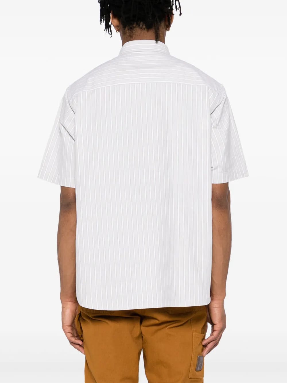 AAPENOW moonface-logo striped shirt