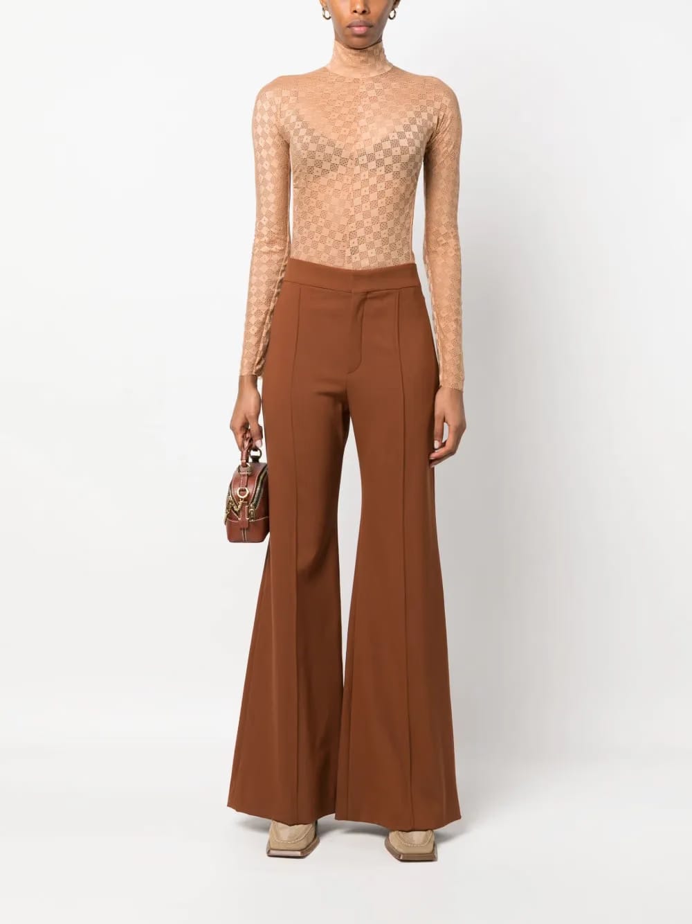lace-detail long-sleeved top