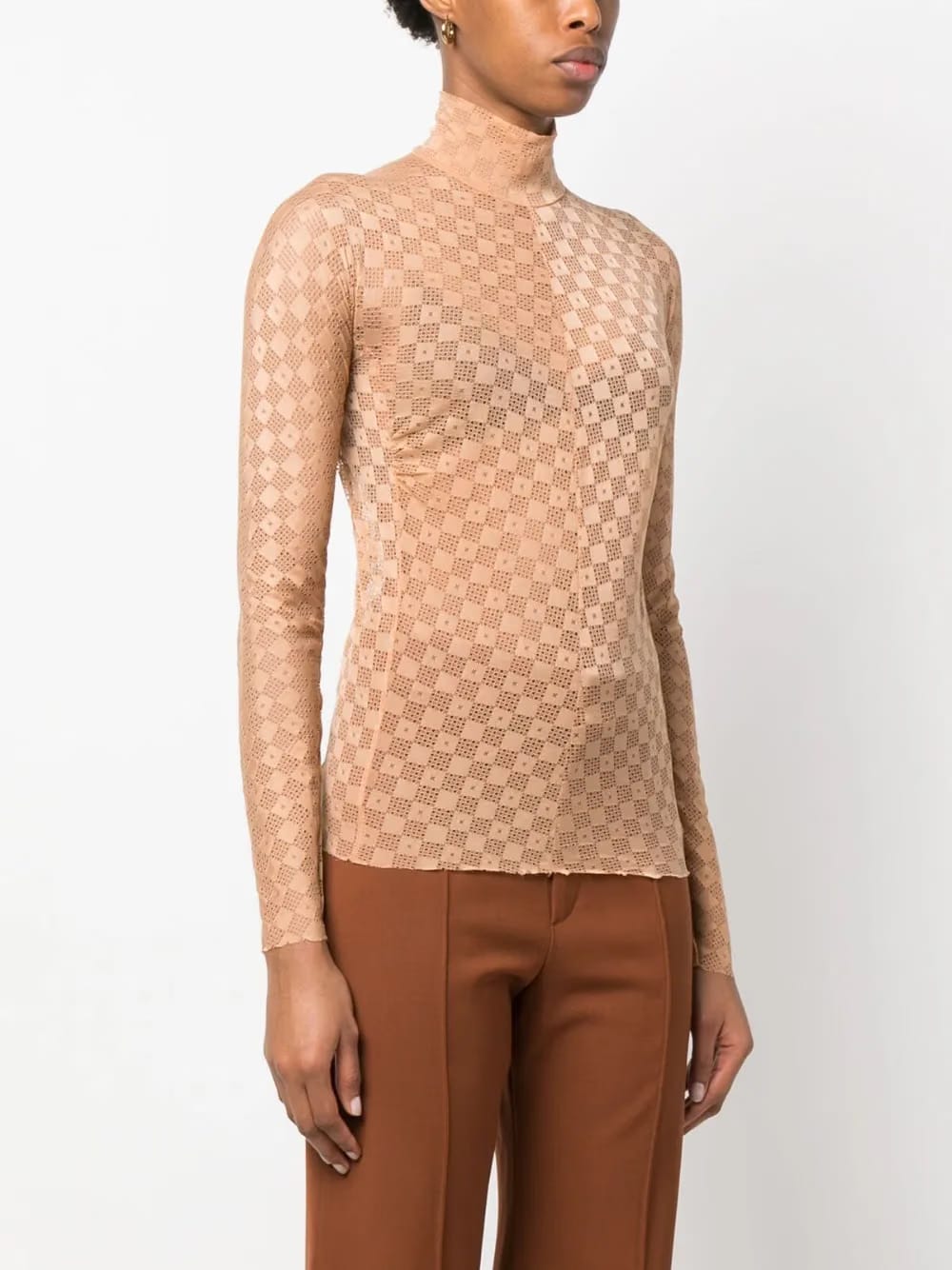 lace-detail long-sleeved top