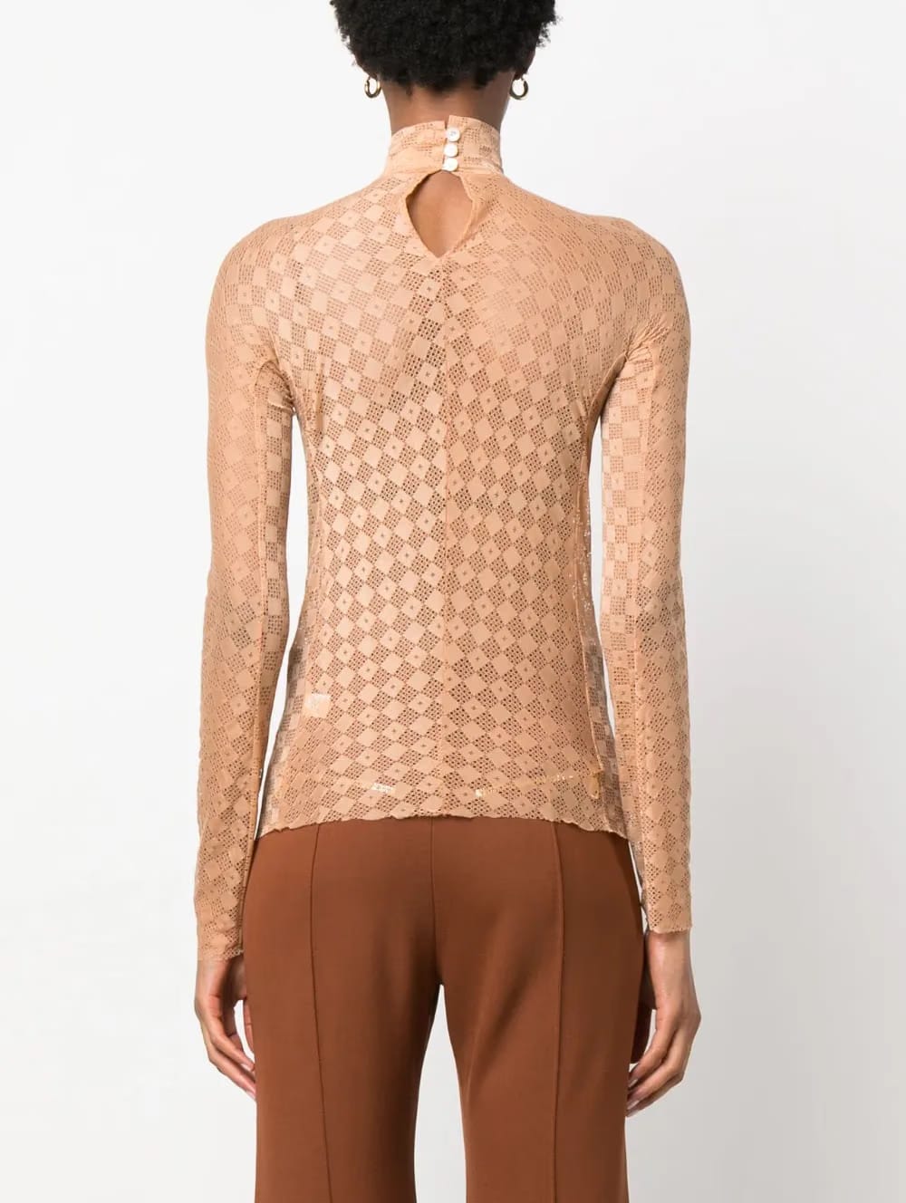 lace-detail long-sleeved top
