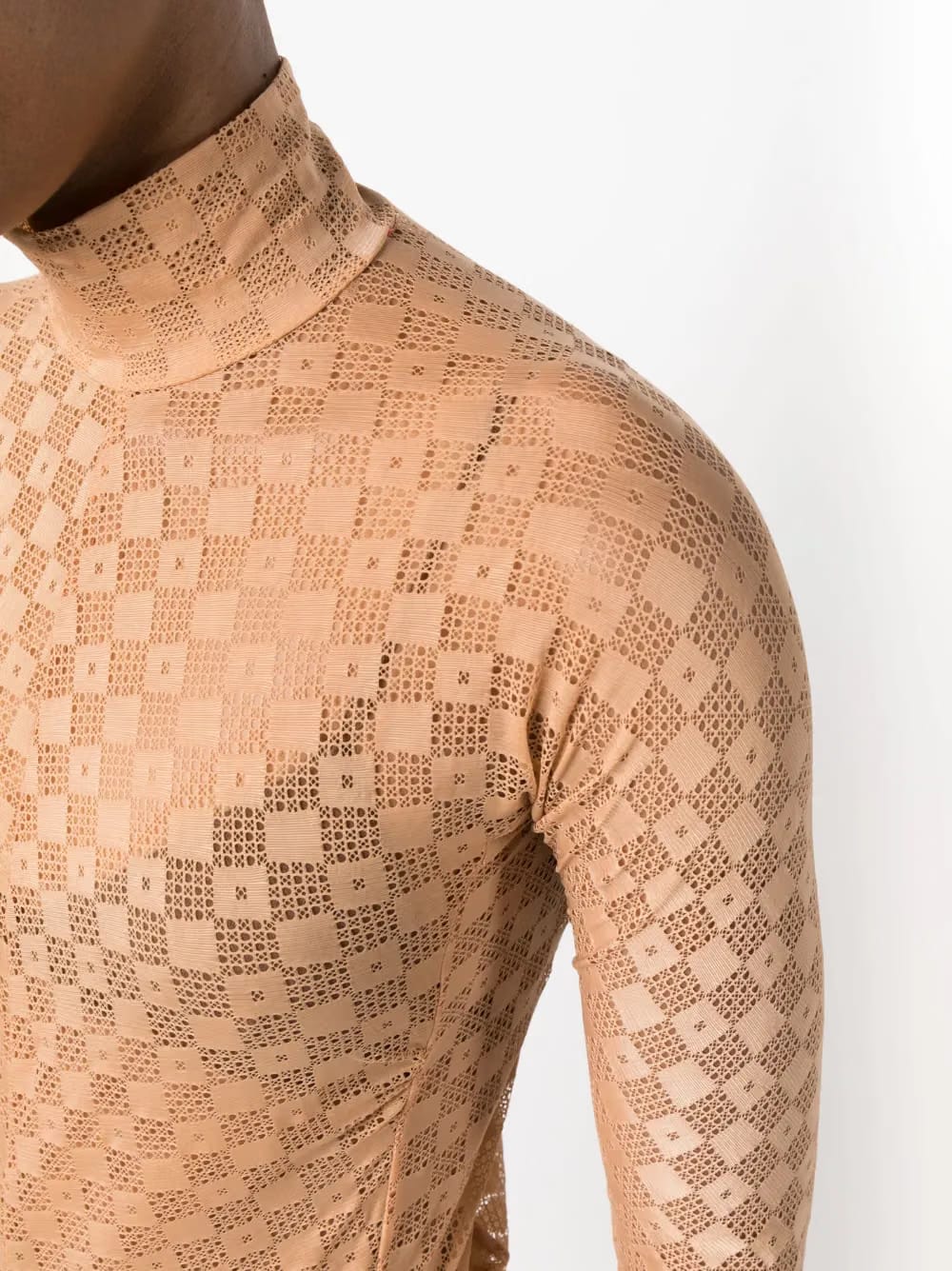 lace-detail long-sleeved top