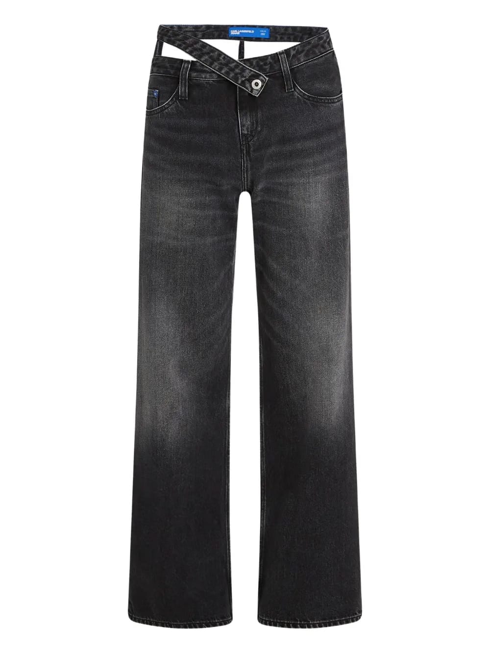 Cutout waist relaxed jeans