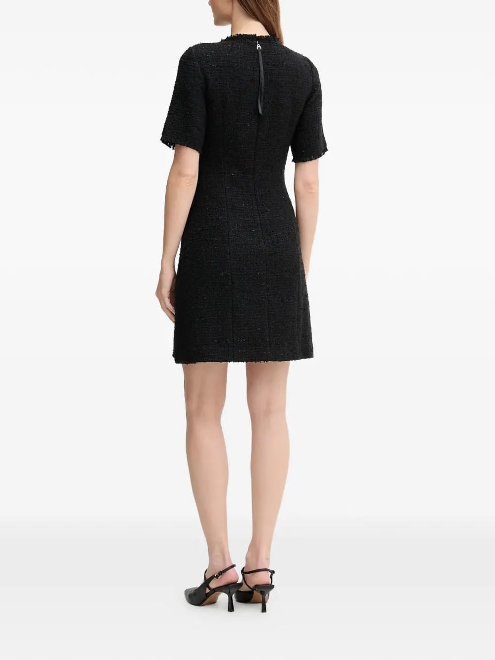 Dari frayed-trim short-sleeve mini dress