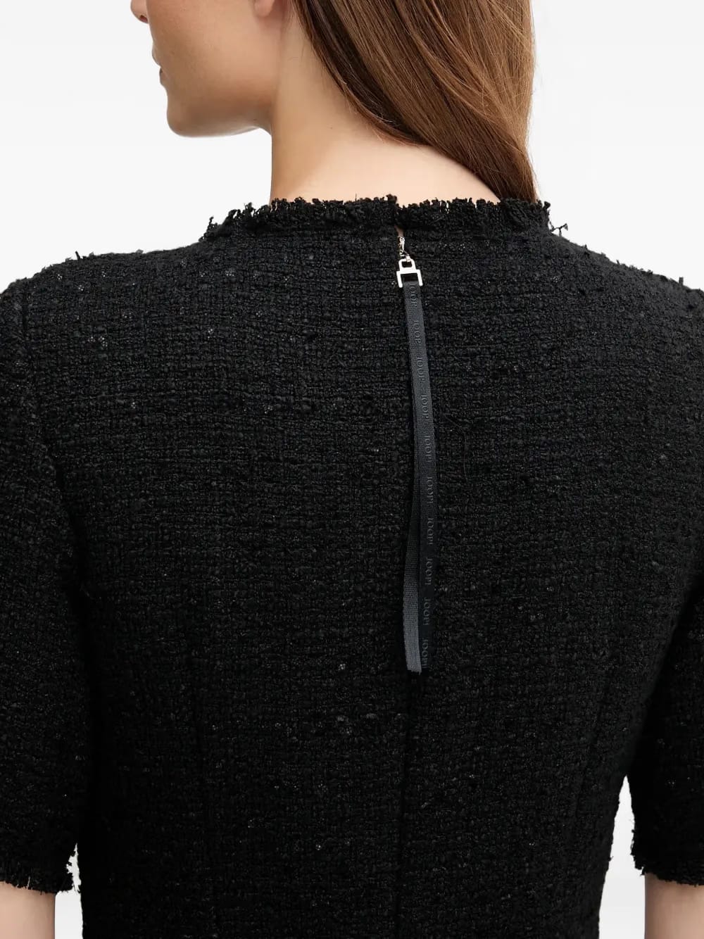 Dari frayed-trim short-sleeve mini dress