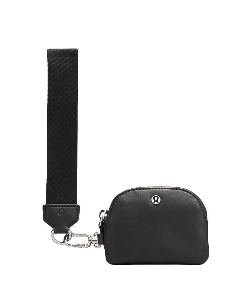 Lululemon Dual Pouch Wristlet Leather Alternative Black/Silver