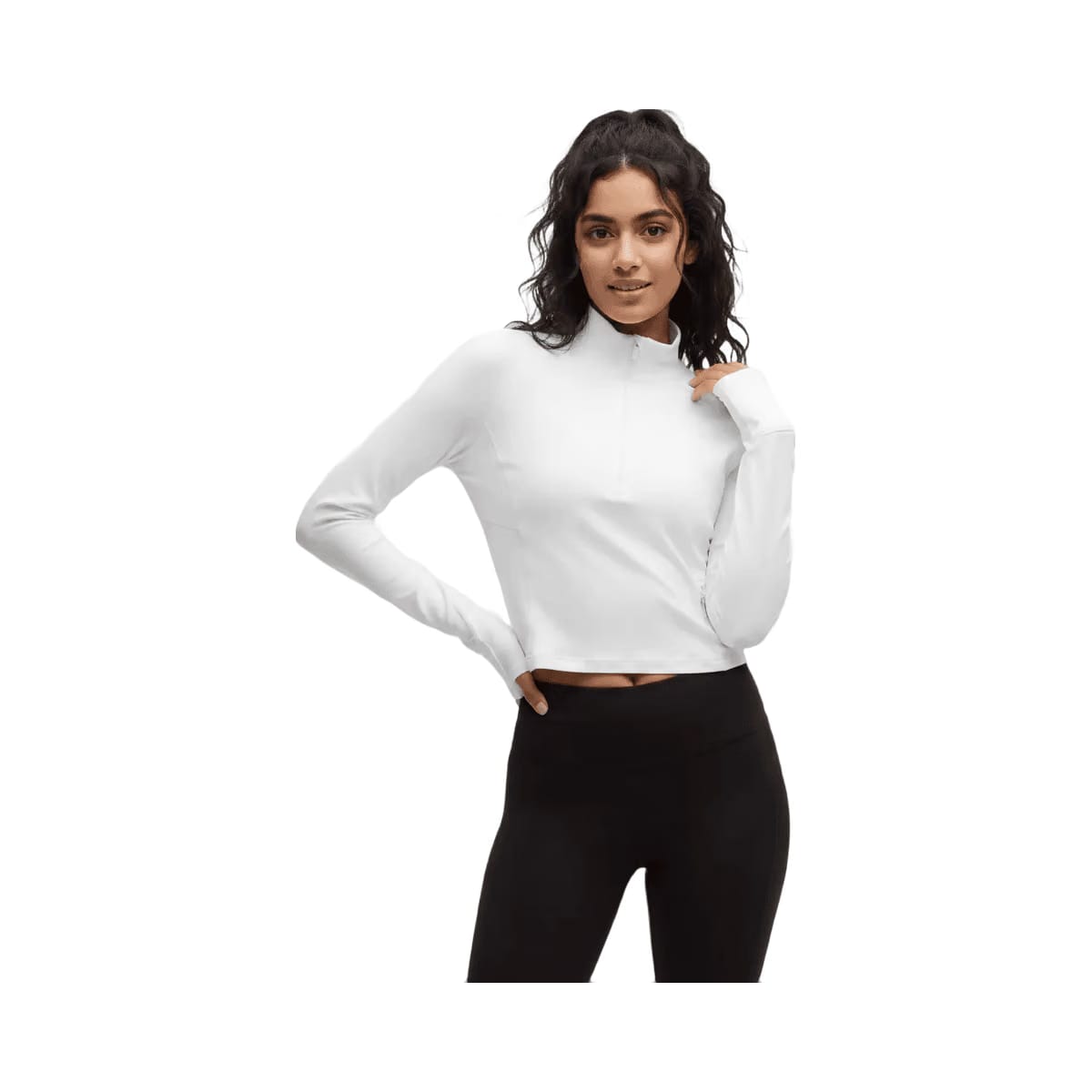 Lululemon It's Rulu Cropped Half Zip Updated White