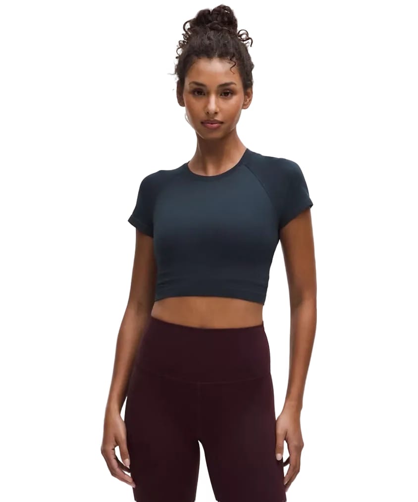 Lululemon Swiftly Tech Cropped Shorts-Sleeve Shirt 2.0 True Navy