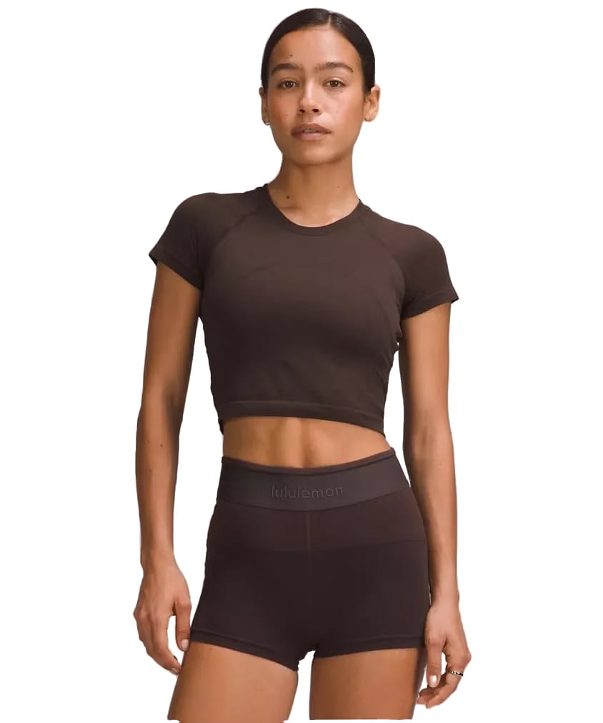 Lululemon Swiftly Tech Cropped Shorts-Sleeve Shirt 2.0 Espresso