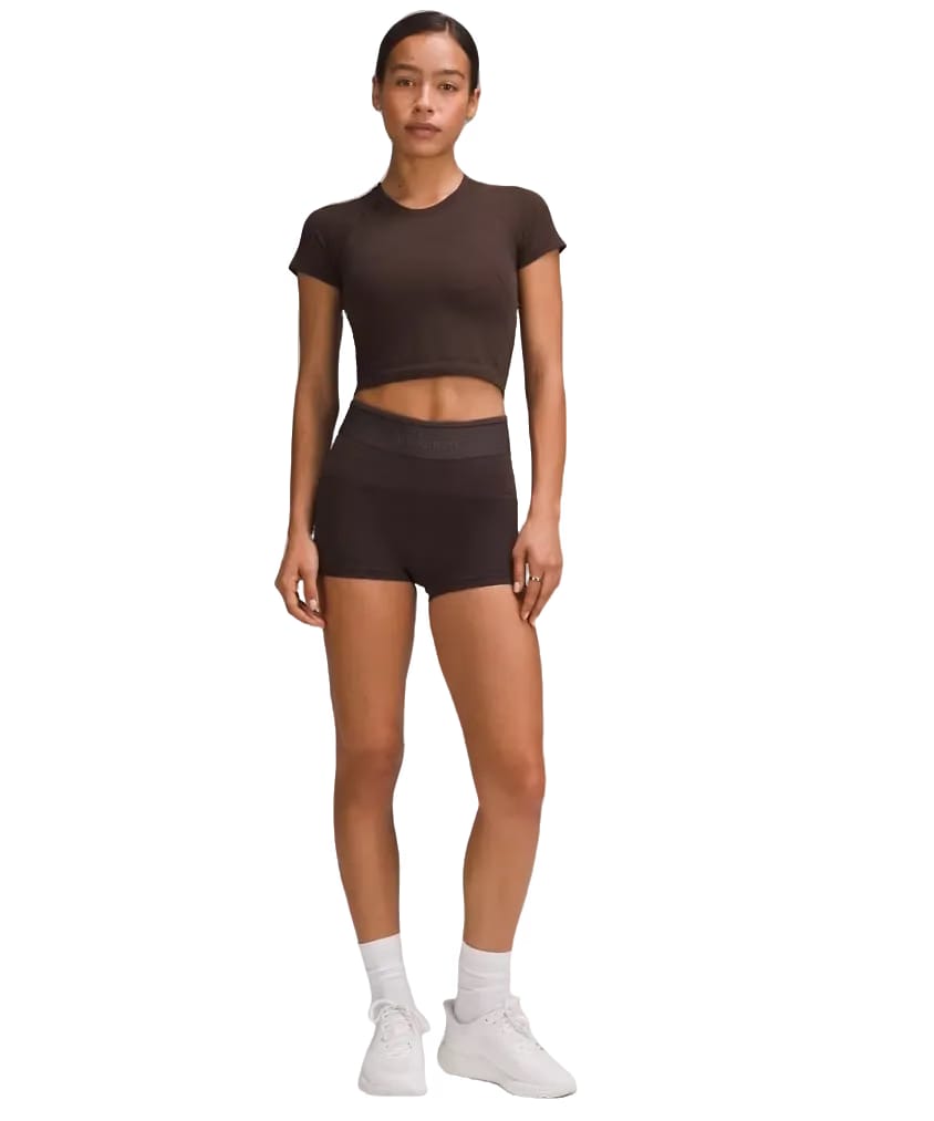 Lululemon Swiftly Tech Cropped Shorts-Sleeve Shirt 2.0 Espresso