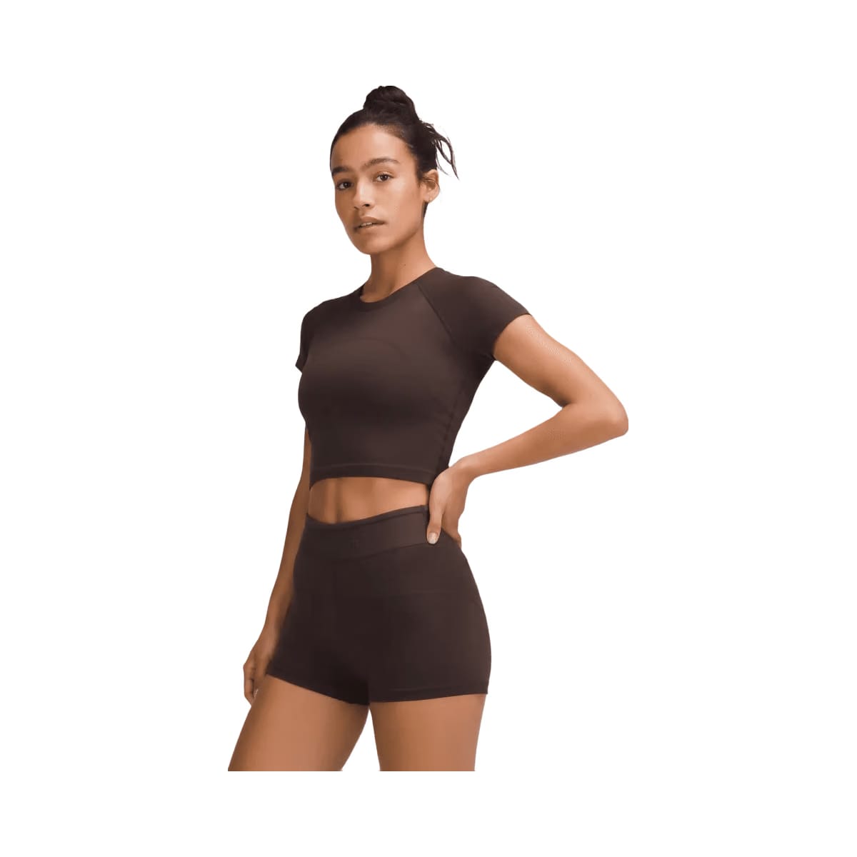 Lululemon Swiftly Tech Cropped Shorts-Sleeve Shirt 2.0 Espresso