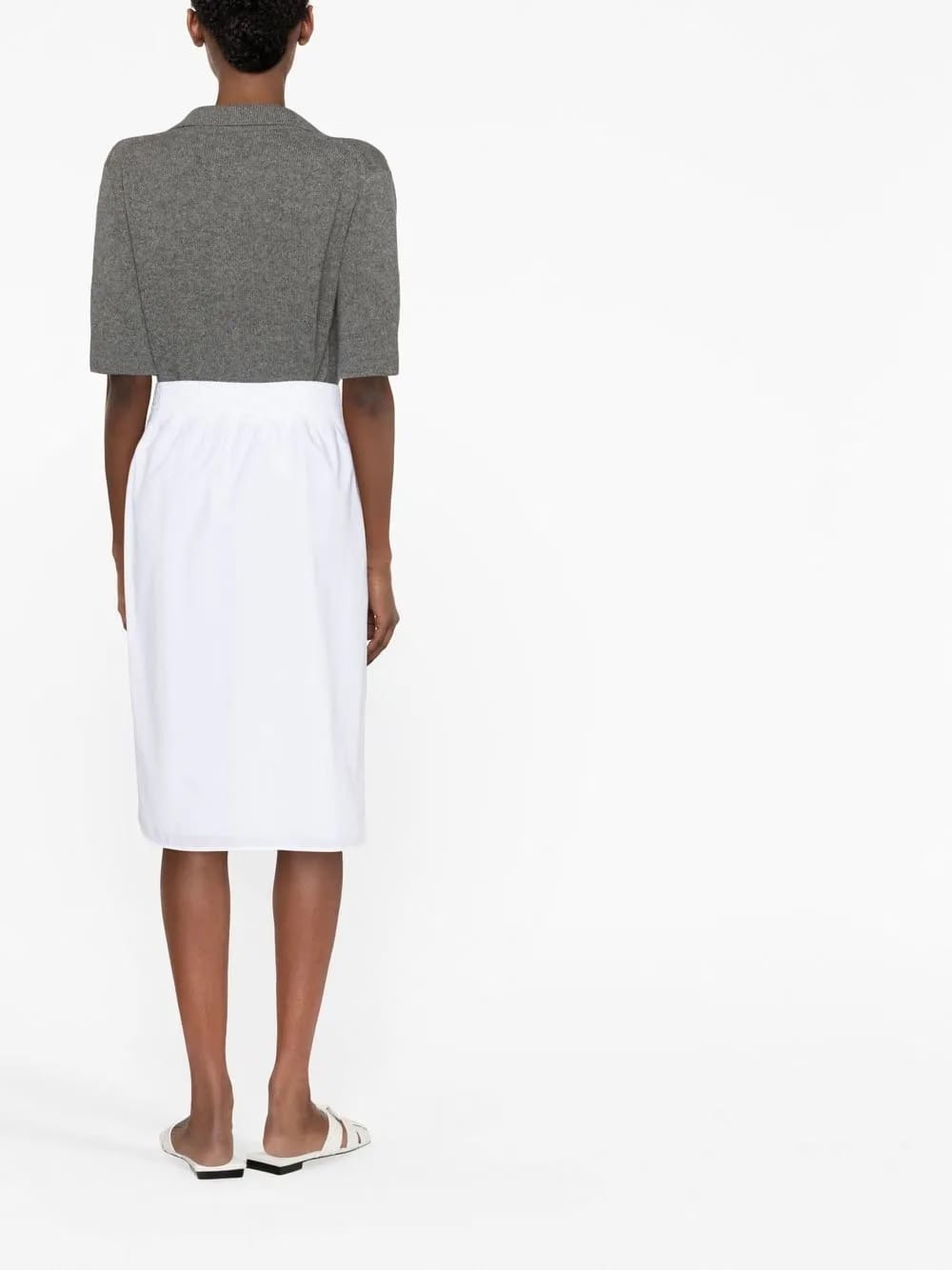 elasticated-waist midi skirt