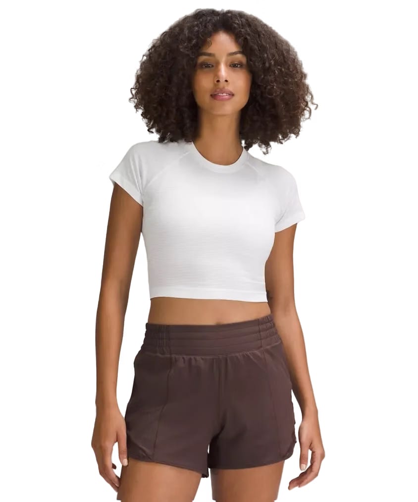 Lululemon Swiftly Tech Cropped Shorts-Sleeve Shirt 2.0 White