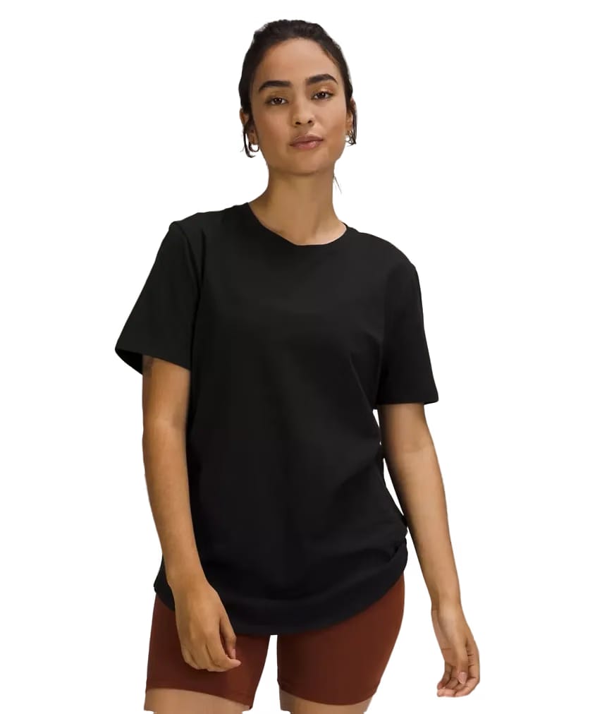 Lululemon Love Curved-Hem Crewneck T-Shirt Pink Haze Black