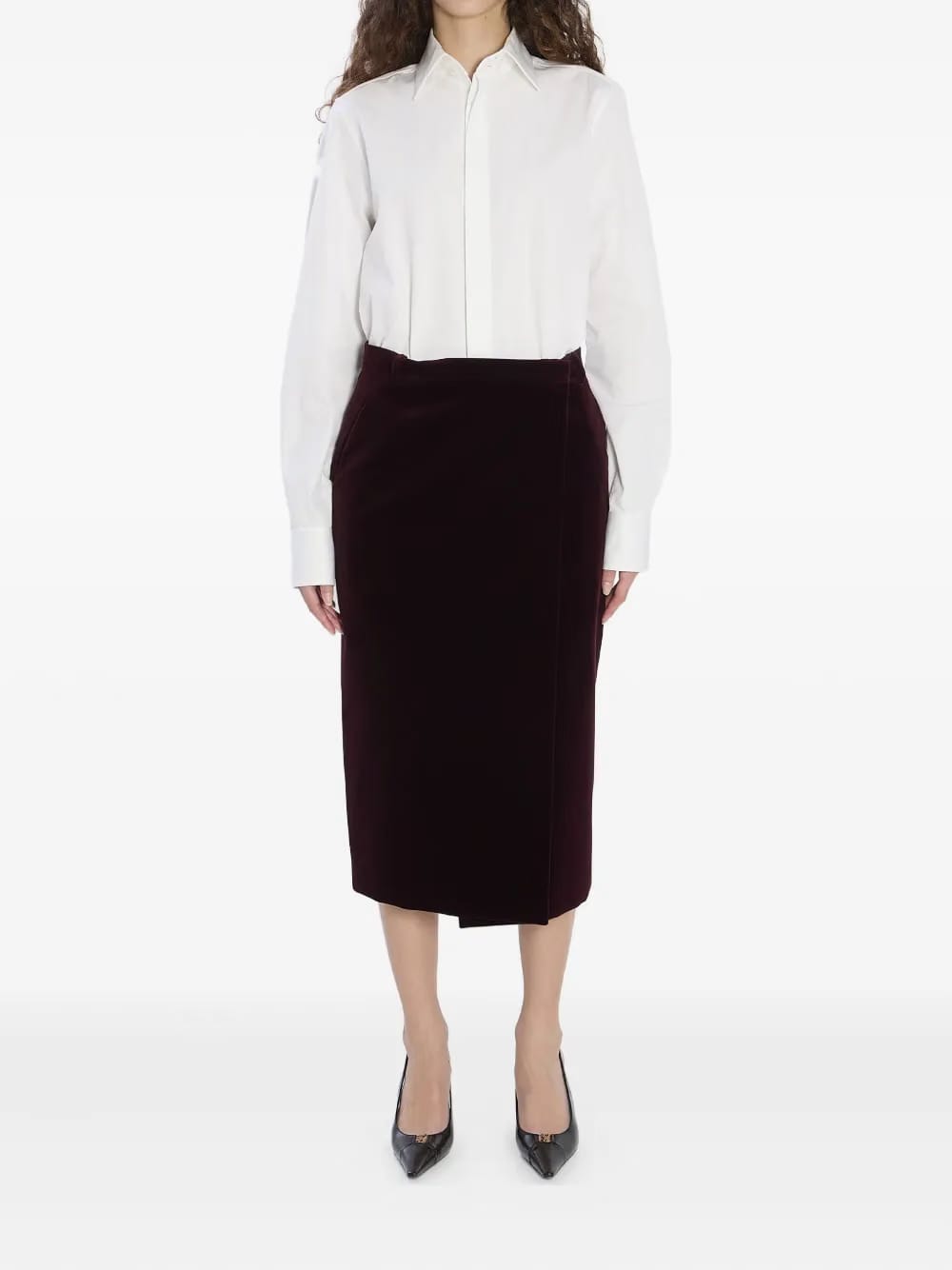 velvet midi skirt