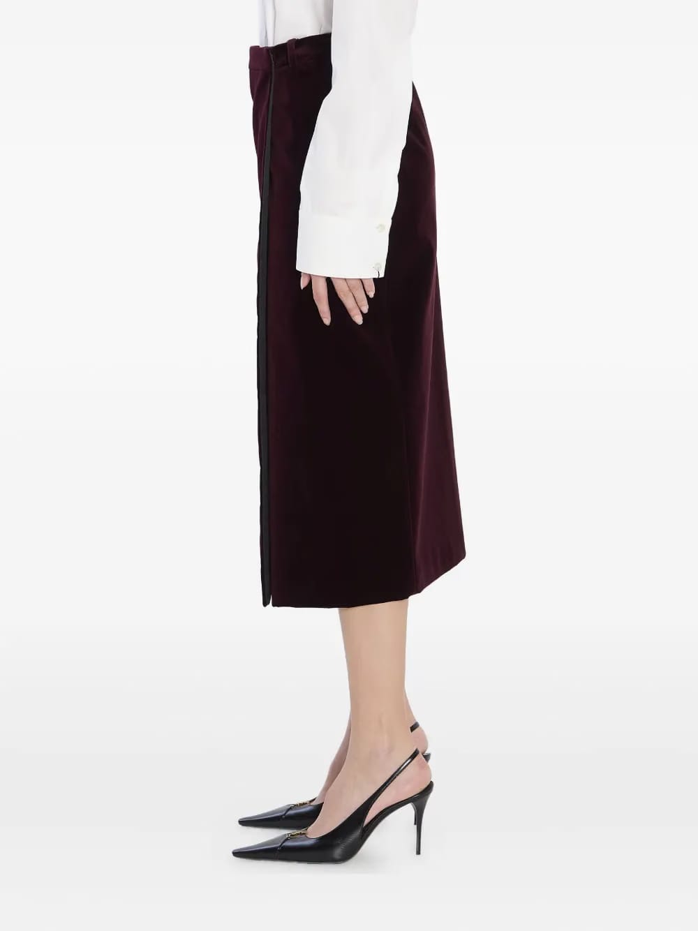 velvet midi skirt