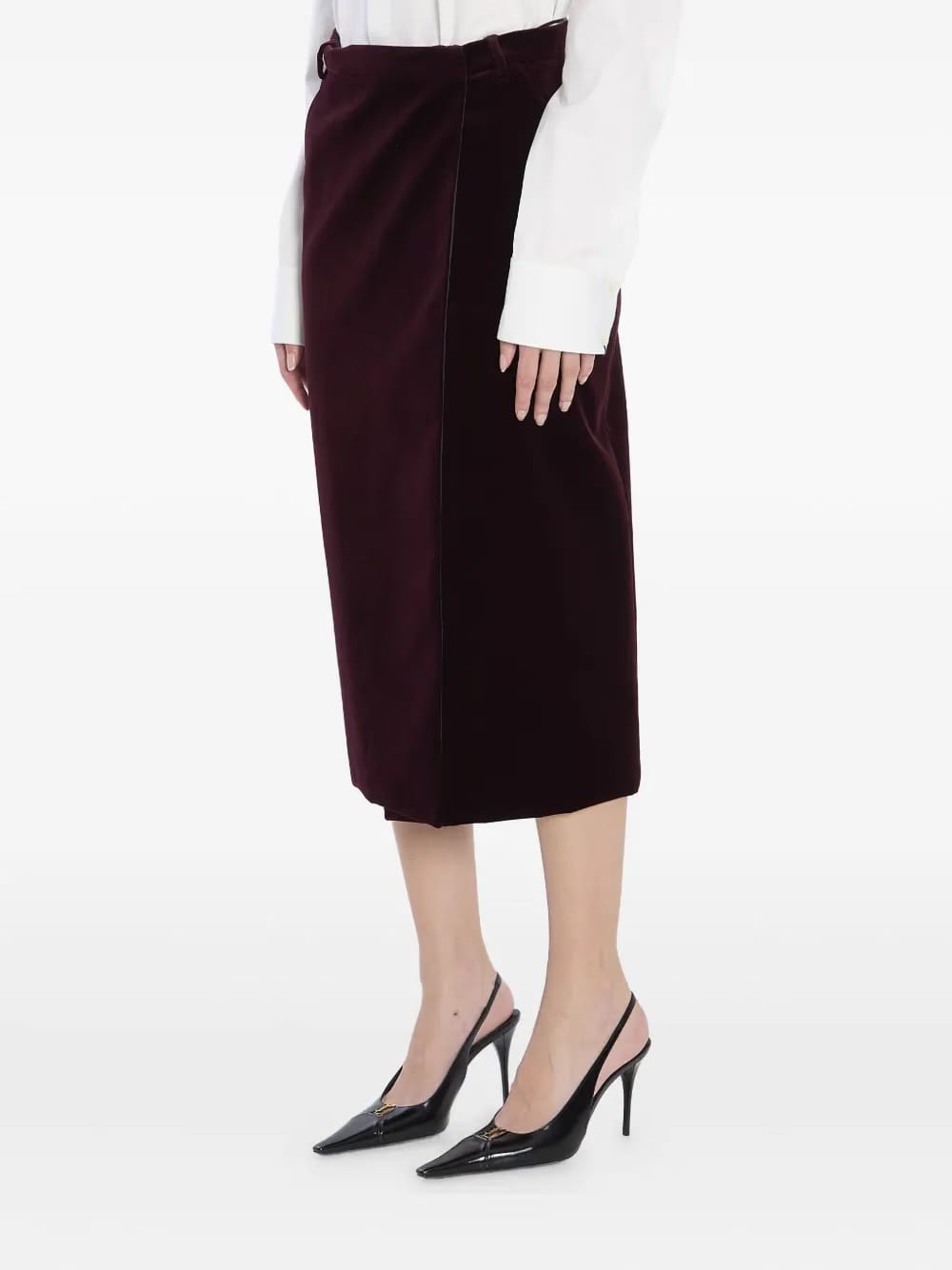 velvet midi skirt