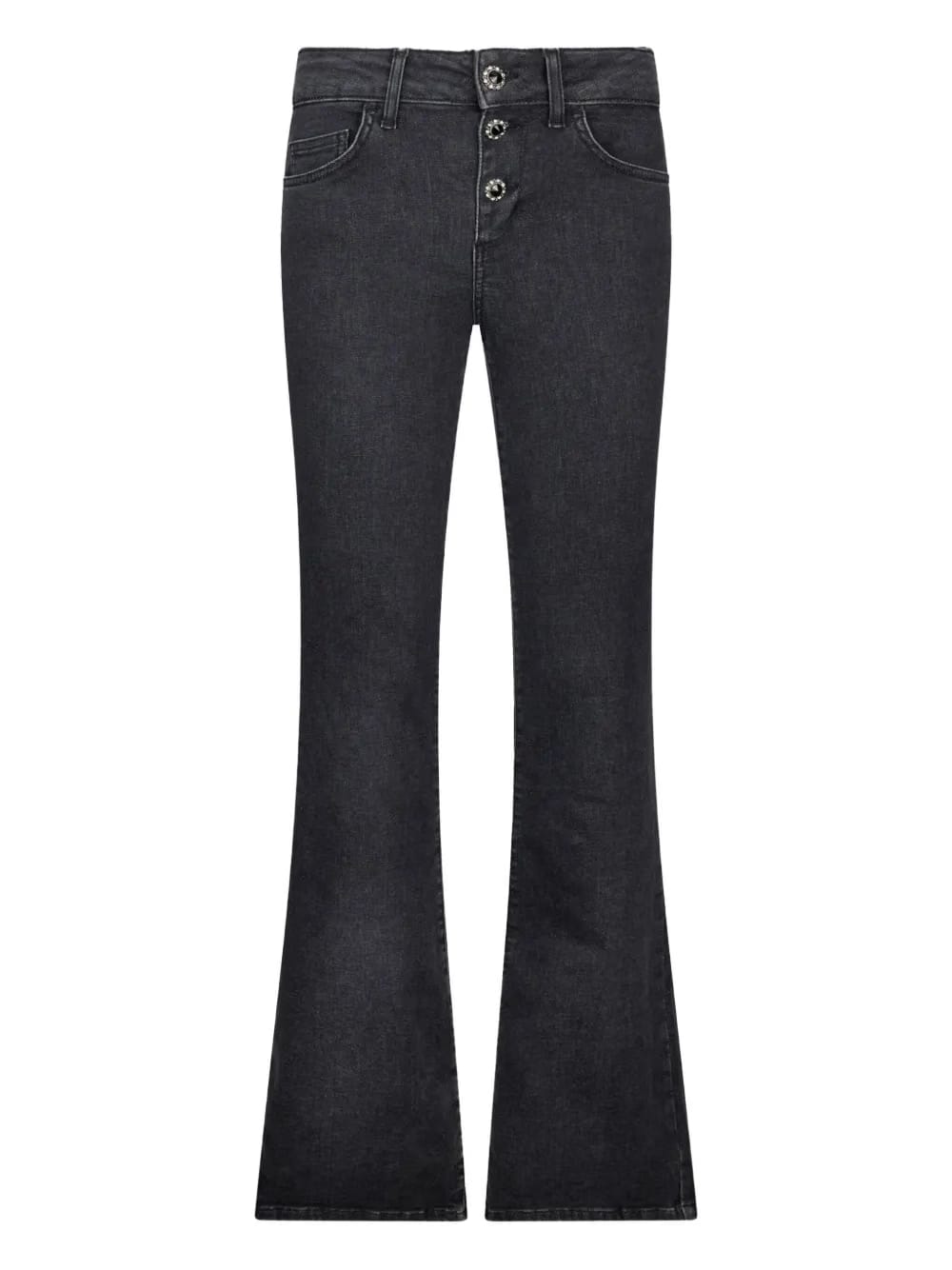 button-embellished bootcut jeans