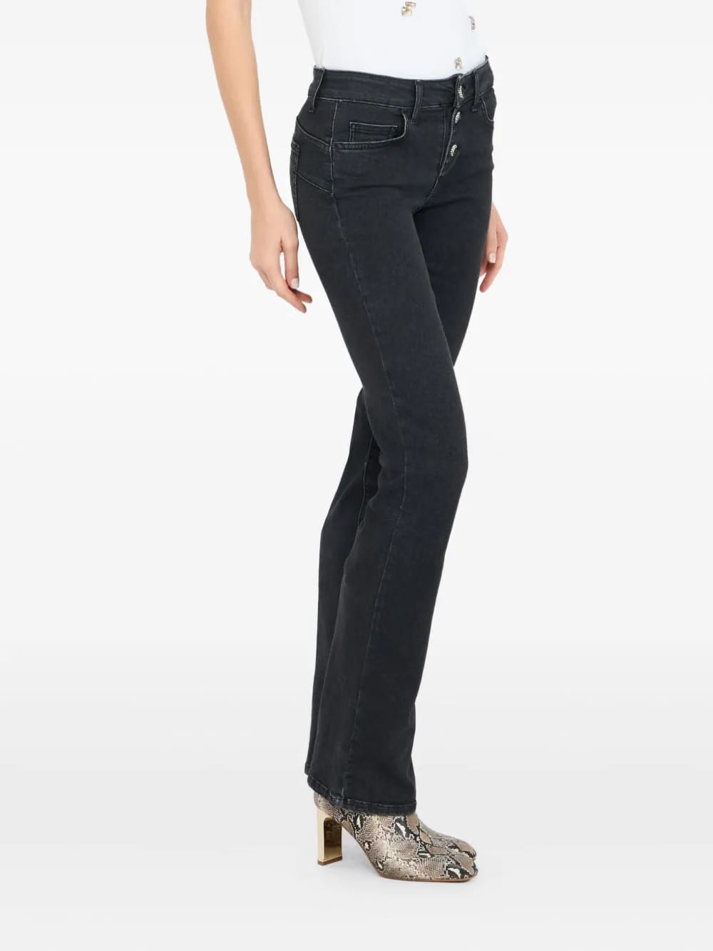 button-embellished bootcut jeans
