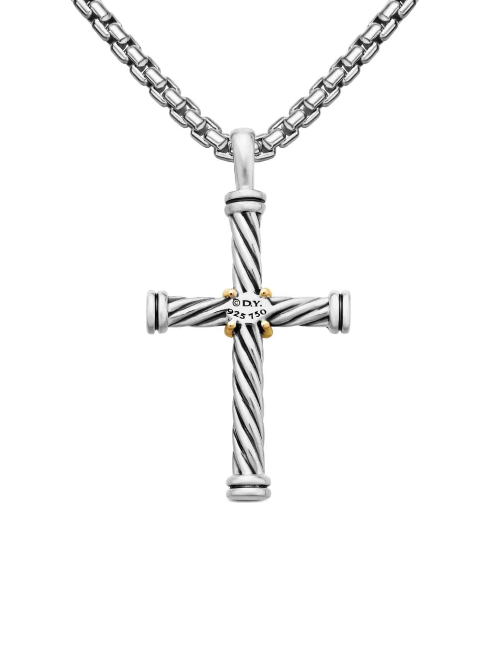 18kt yellow gold and sterling silver Cable Cross pendant